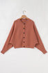 Wide Rib Knit Button Front Dolman Sleeve Sweater Cardigan